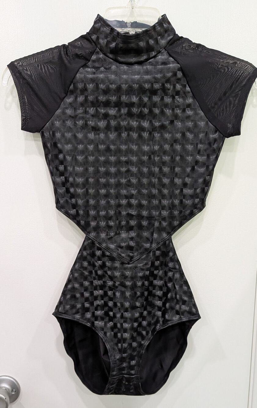 Michelle Uberreste Carbon-14 Bodysuit Black Geometric Cyber Goth Rave Leotard S